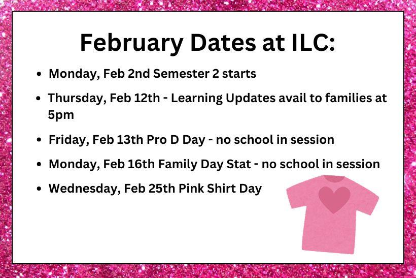Important Dates in February | Individual Learning Center & Continuing ...