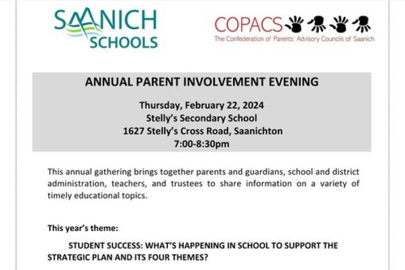 Annual Parent Involvement Evening- Feb 22nd 2024